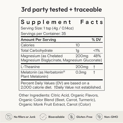 Moon Juice Sleepy Magnesi-Om - Sleep Supplement Powder with Magnesium Glycinate, L-Theanine & Plant-Based Melatonin, Sugar-Free Bedtime Drink Mix for Deep Sleep w/o Grogginess, Cherry, 35 Servings