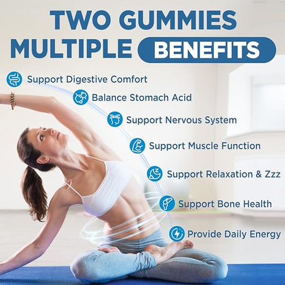 Magnesium Carbonate Gummies 500mg, Chewable Magnesium Supplement for Digestive Support, Muscle & Nerve Health, with Zinc, B6 & D3, Sugar Free, Vegan, Mixed Berry Flavor, 60 Counts