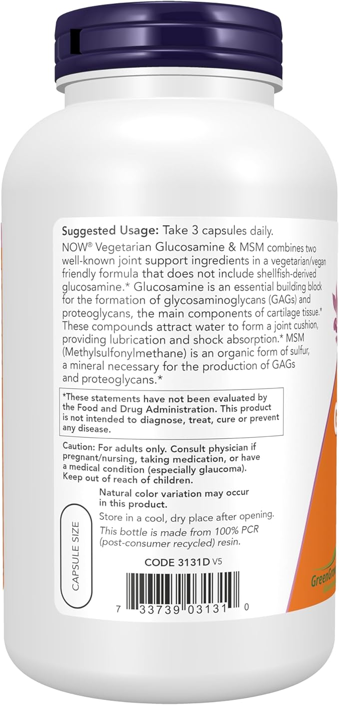 NowFoods Vegetarian Glucosamine & MSM Joint Health 240 Veg Capsules
