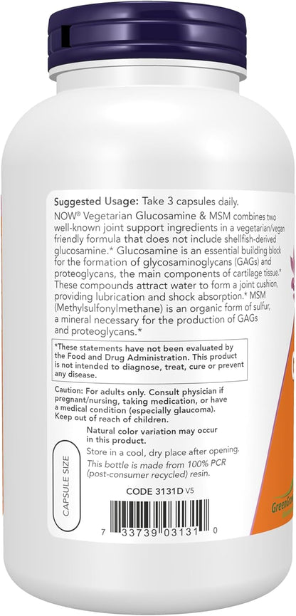 NowFoods Vegetarian Glucosamine & MSM Joint Health 240 Veg Capsules