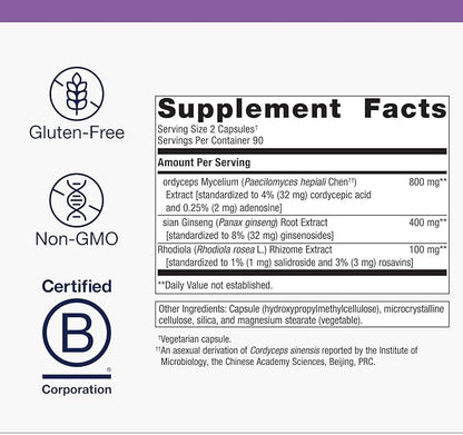 Metagenics Adreset - Adaptogen Formula with Rhodiola, Panax Ginseng & Cordyceps - Supports Stress Resilience, Energy & Fatigue Relief - Non-GMO, Gluten-Free & Vegetarian - 180 Capsules