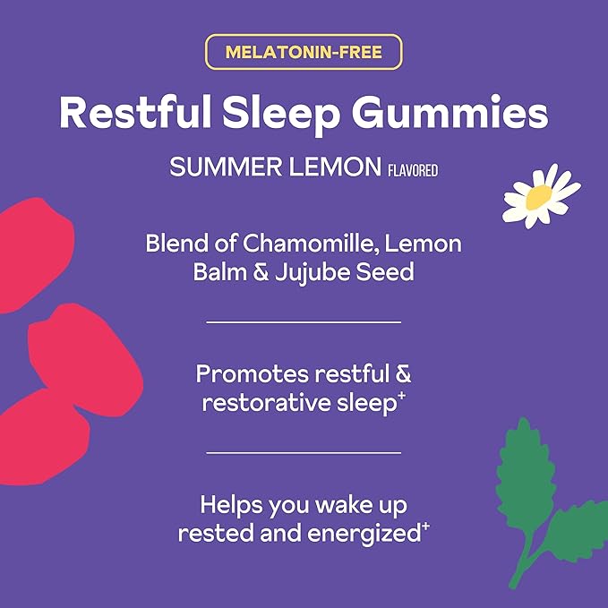 Melatonin Free Natural Sleep Aid Gummies for Adults | NO Melatonin | Herbal Jujube & Chamomile, Lemon Balm - Deep Sleep Supplement & Relaxation for zzz, 45 per Pack (45 Vegan Gummies (1 Pack))