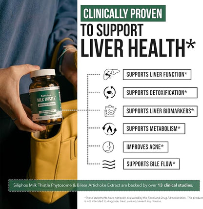 SoActive® Milk Thistle: 10X More Effective Milk Thistle Phytosome, Optimized for Essential Bioactive Silybin A & B Plus Bilear® Artichoke Extract & Bile Enhancer - Liver Support | 60 Servings