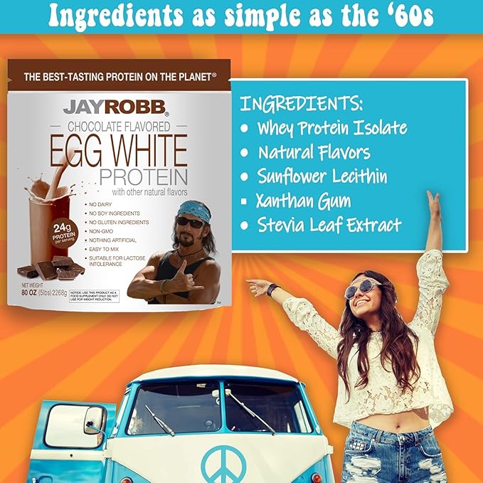 JAYROBB Chocolate Egg White Protein 80 oz, 5 Pound Bag