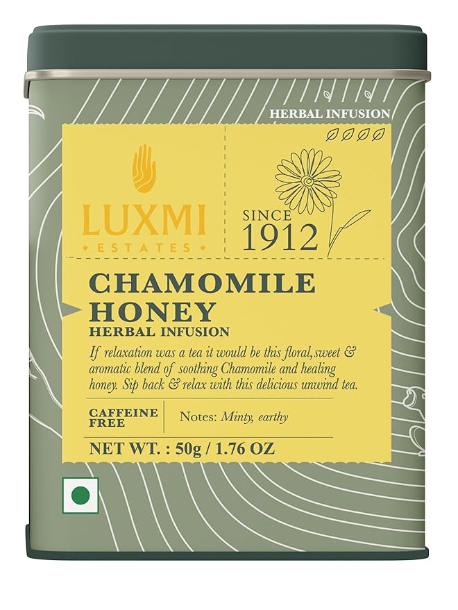 Luxmi Estates Chamomile Honey Loose Leaf Tea 50g/1.76oz (25 Cups) for Relaxation & Calm | Caffeine Free