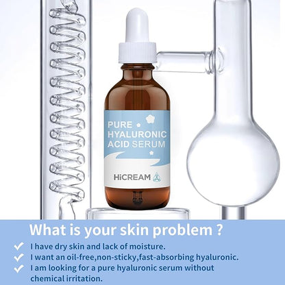 Hyaluronic Acid Serum for Face, Brightening Serum - Even Skin Tone&100% Pure Anti Aging, Intense Hydrating Moisturizer, Non-Greasy, Paraben-Free, Water-Based Skincare for All Skin Types (2 Oz)