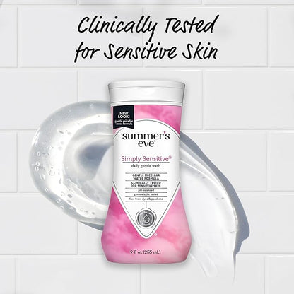 Summer?s Eve Simply Sensitive Daily Gentle Feminine Wash, Removes Odor, pH balanced, 9 fl oz