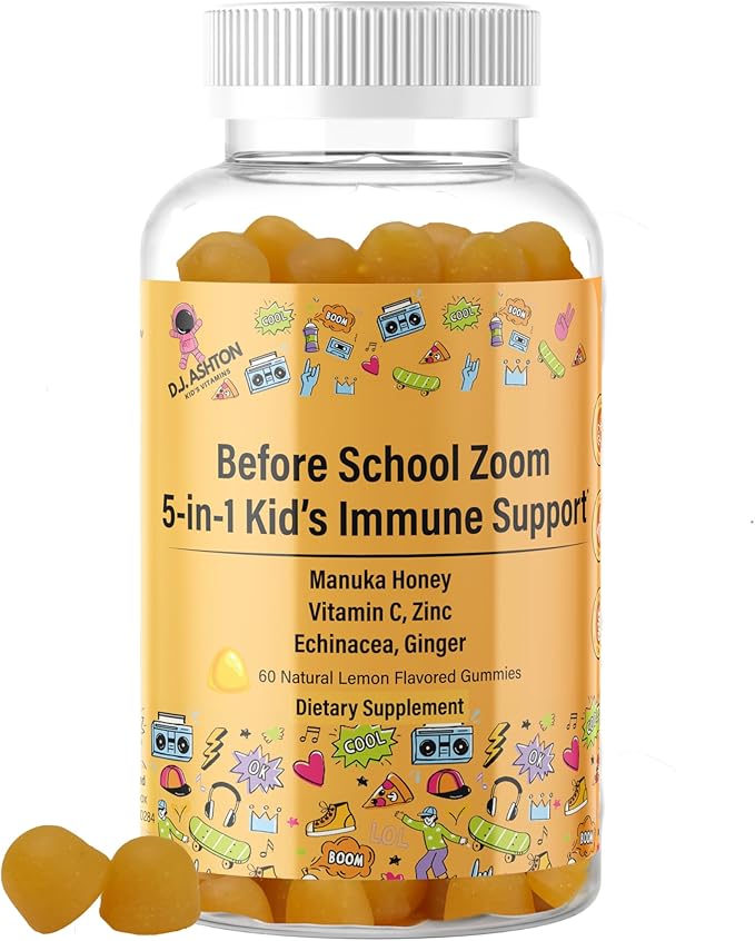Generic 5-in-1 Kid's Immune Support Gummy, Manuka Honey, Vitamin C, Zinc, Echinacea, Ginger, Gummy Supplement, Essential Immune Support Gummies for Daily Use, Natural Citrus Flavored - 60 Count
