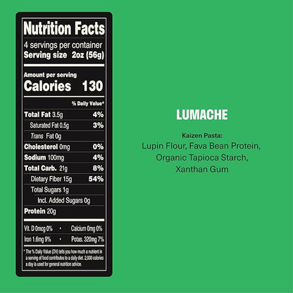 Kaizen Lumache Protein Pasta, 20g Protein, Low Carb (6g Net Carbs), Keto-Friendly, Gluten-Free, Plant-Based Lupini Noodles, High Fiber, 8 Ounce, Pack of 3