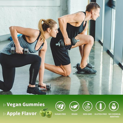 HMB and L-Leucine Gummies, 3000mg,Sugar Free,HMB Supplements for Men&Women with Trehalose, for Muscle Growth, Muscle Relief and Workout Recovery, Apple Flavor, 90 Gummies
