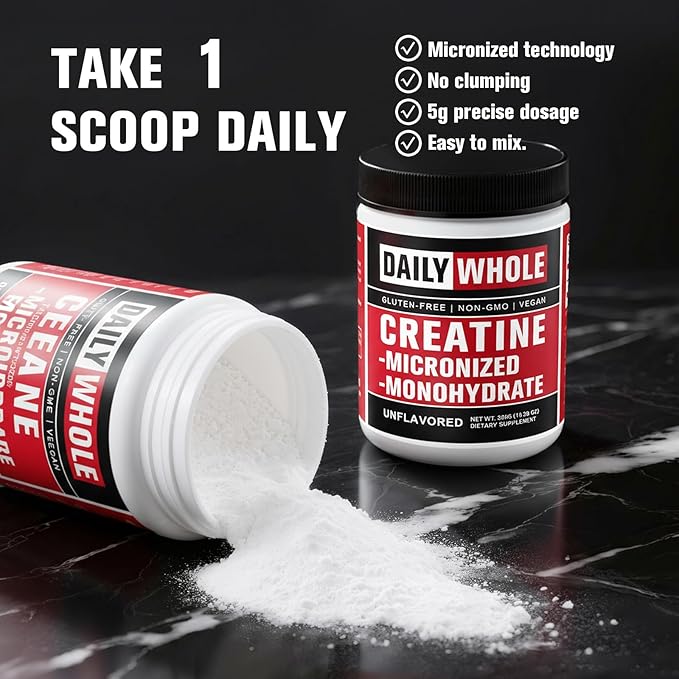 5000mg Creatine Monohydrate Micronized Powder, Pure Unflavored Micronized Creatine Monohydrate 300g (60 Servings) Nutritional Supplements for Men & Women Sugar-Free, Non-GMO with Scoop