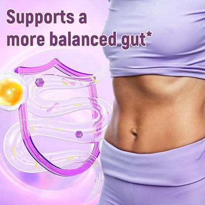 Migcopat 10G Fiber Gummies for Adults, No Sugar Added Grape Flavor, Fiber Supplement with 30 Billion CFU Probiotics Blend, ACV, Vitamin C, Inulin, Support Digestive Health, 90 Count