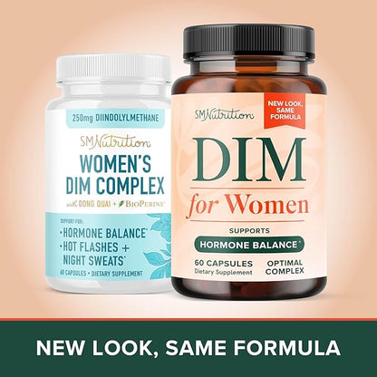 DIM Supplement for Women 250 mg | Estrogen & Hormone Balance | Menopause, Hot Flashes & Night Sweats Support | DIM Complex Estrogen Supplement for Women | with BioPerine | Gluten-Free | 60 Ct