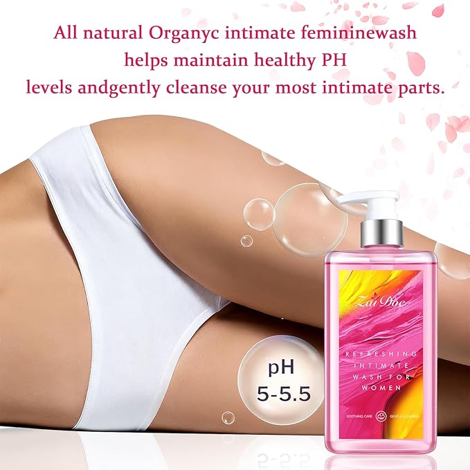 Refreshing Intimate Wash for Women, pH Balance, Gentle Daily Intimate Cleanser, Natural Extracts, Pink, 10.14 fl oz