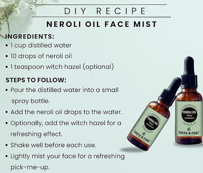 Earth N Pure Neroli Essential Oil Natural and Therapeutic Grade with Glass Dropper 30 ml