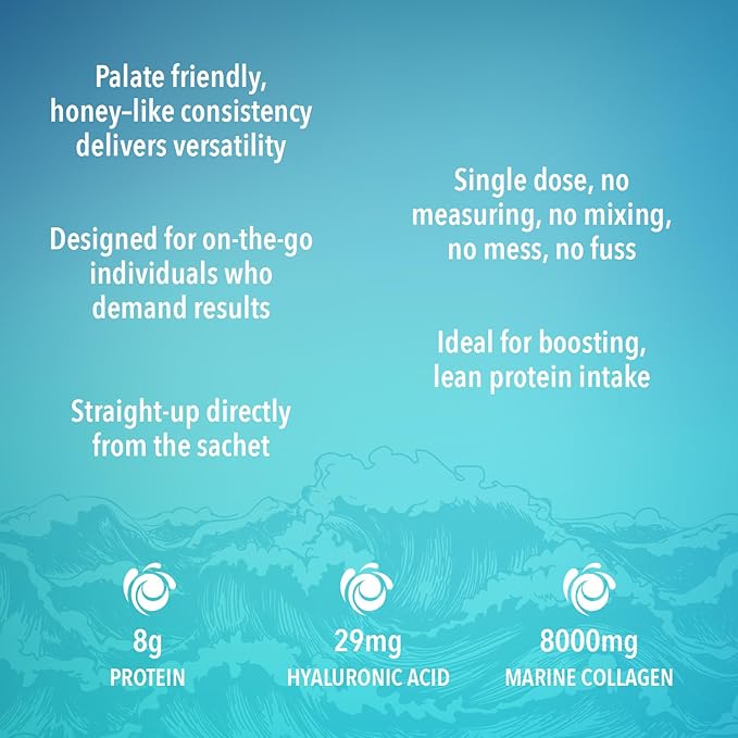 Liquid Marine Collagen Peptides for Women Men – 8000mg Hydrolyzed Collagen Liquid Supplement with Biotin & Vitamins for Hair Growth, Skin, Nails & Joints, Lemon Flavor, Sugar-Free, 14 Sachets