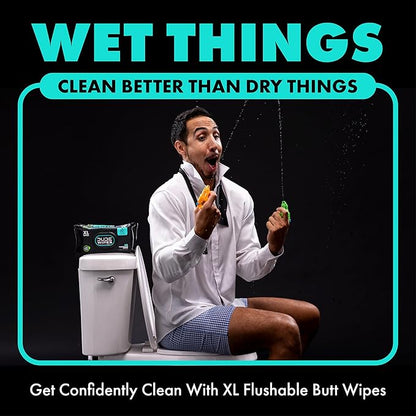 DUDE Wipes Mint Chill Flushable Wipes - Extra-Large Adult Wet Wipes - 3 Pack (144 Count) - Infused with Tea Tree Oil, Vitamin E, and Aloe - Septic and Sewer Safe