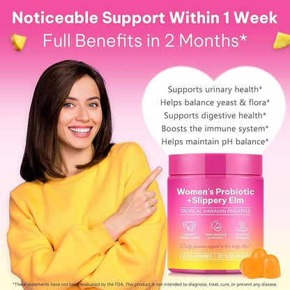 PH Balance for Women Gummies – Feminine Probiotic Gummies, Pineapple Flavor, Daily Support for pH Balance, Gut & Immune Health(1 Pack)