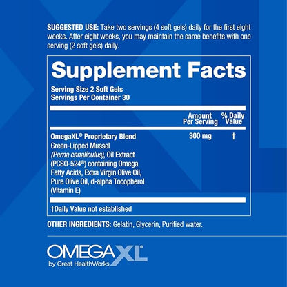 OmegaXL Joint Support Supplement - Natural Muscle/Immune Support, 60 Softgels (2 Pack) & VitaminXL D3 High Potency Daily Vitamin D 5000 IU 125mcg Supplement (30 Softgels)