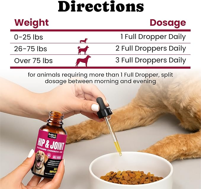 Glucosamine for Dogs, Liquid Hip and Joint Supplement, Chondroitin Drops for Dogs, Joint Drops for Dog, Dog Supplement for Mobility Pain Relief - 60ml