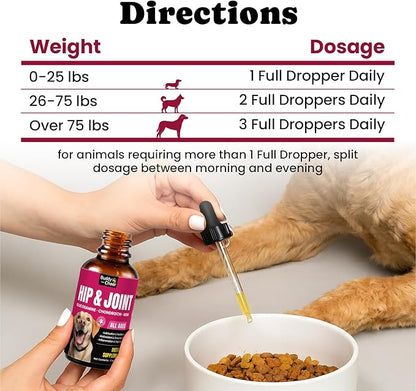 Glucosamine for Dogs, Liquid Hip and Joint Supplement, Chondroitin Drops for Dogs, Joint Drops for Dog, Dog Supplement for Mobility Pain Relief - 60ml