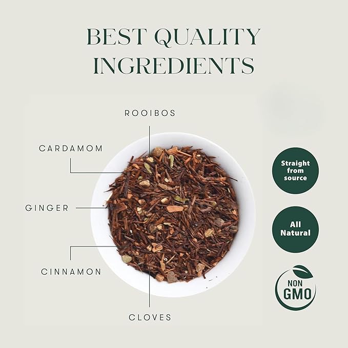 Luxmi Estates Rooibos Chai Organic Rooibos Tea with Spices (50 Tea Bags) Caffeine Free Tea Bags For Relaxing, Calming, and Stress Relief, With Certified Organic Rooibos Tea