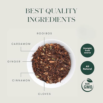 Luxmi Estates Rooibos Chai Organic Rooibos Tea with Spices (50 Tea Bags) Caffeine Free Tea Bags For Relaxing, Calming, and Stress Relief, With Certified Organic Rooibos Tea