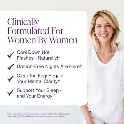 Menopause Supplements for Women - Natural Hormone Balance - Hot Flashes, Night Sweats, Sleep & Mood Support. with Sensoril® Ashwagandha, DIM, Chaste Berry & Black Cohosh Root - 60 Count