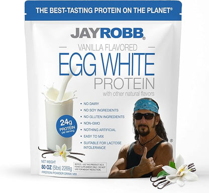 JAYROBB Vanilla Egg White Protein 80 oz, 5 Pound Bag
