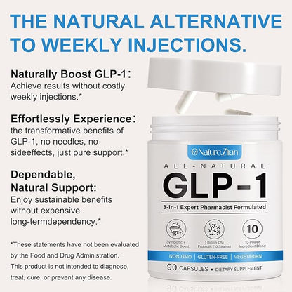 GLP-1 Weight Management Supplement for Women & Men, GLP1 Appetite Control, Energy & Digestion Balance - Vegan, Gluten-Free, Dairy Free, 90 Capsules (Pack of 1)