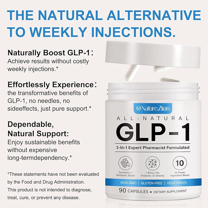 GLP-1 Supplement Support, GLP Activate Natural Formula, GLP-1 Supplement for Metabolic, Energy, GLP-1 Support, Multiple Probiotics & Vitamins- 90 Capsules