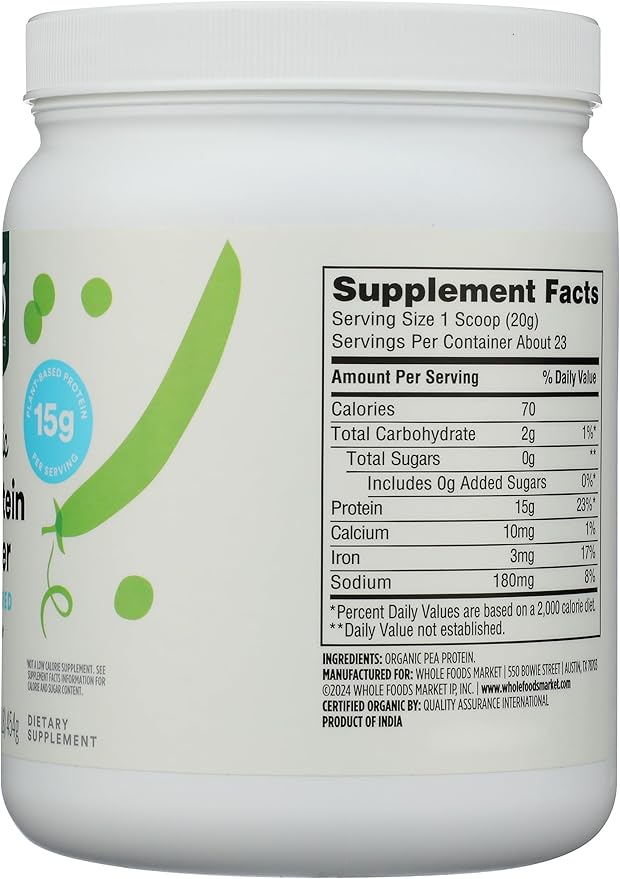 365 by Whole Foods Market, Organic Pea Protein, 16 Ounce