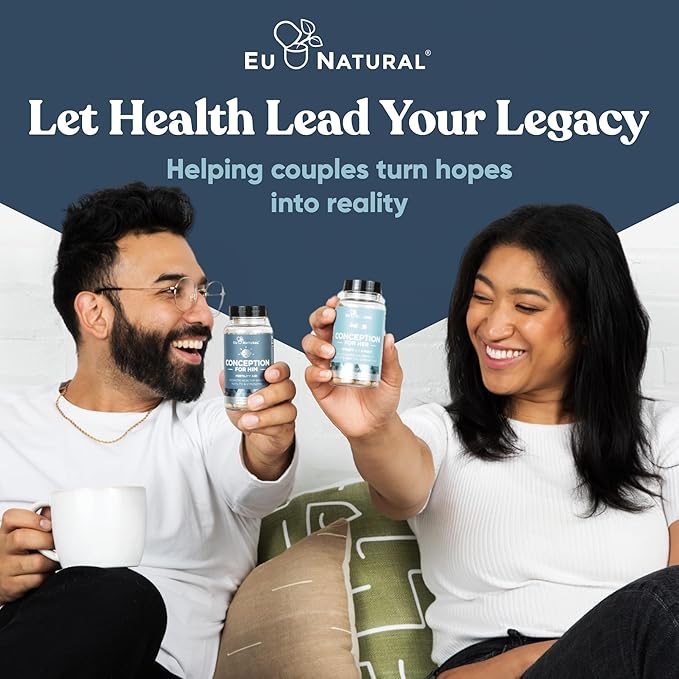Eu Natural Conception for Him - Male Fertility Supplements with Ashwagandha, Folate & Zinc - Sperm Count, Motility & Strength Support - Fertility Support for Men, 120 Vegetarian Capsules