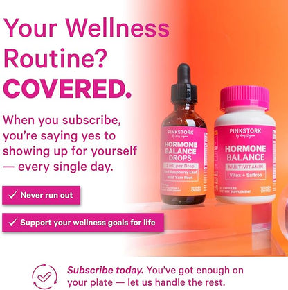 Pink Stork Hormone Balance Multivitamin for Women | 18-in-1 Vitex, Saffron, Ashwagandha, Magnesium | Mood, Energy, Cortisol, Adrenal Support | PMS, Perimenopause Support | 60 Vegan Capsules