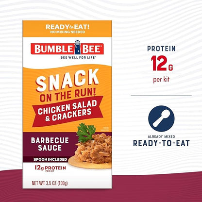 Bumble Bee Snack on the Run Duo (2 Total Kits) - BBQ Chicken Salad and Chipotle Chicken Salad with Crackers - Ready to Eat Protein Snacks