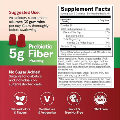 YUM-V'S - Prebiotic Fiber Gummies for Adults & Kids - 5g Digestive Aid Gummy Fiber Supplement - Keto Friendly Prebiotic Daily Fiber Supplement for Women & Men