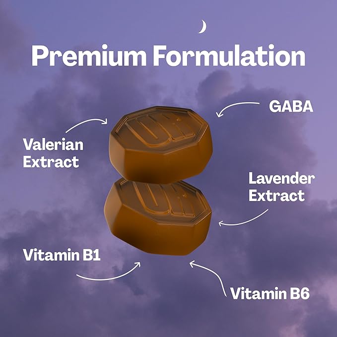 URVI® GABA Gummies 5-in1 – Sleep Aid with GABA, Valerian Root, Lavender, Vitamin B1 & B6 – Calm Gummies for Stress Relief and Sleeping – No Melatonin – Sugar Free – Herbal Lavender Flavor – 60 pcs