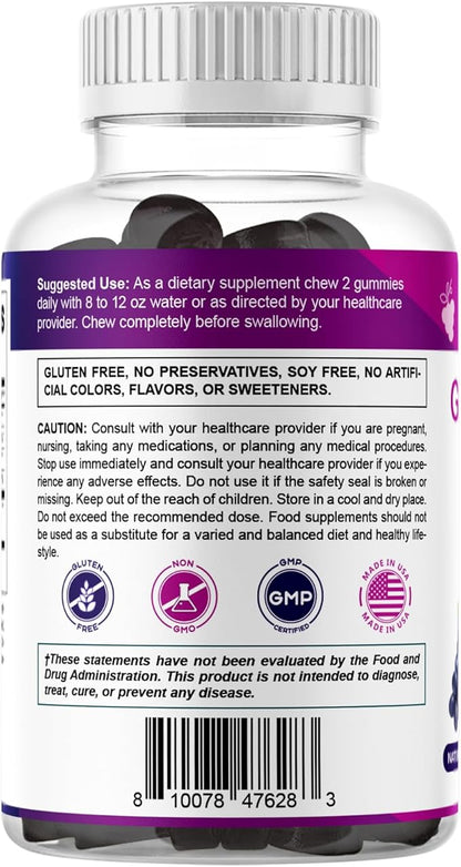 Vitamatic Grape Seed Extract Gummies – Plant-Based Botanical Extract – Natural Grape & Black Currant Flavor – Vegan, Non-GMO – Herbal Supplement – 60 Gummies