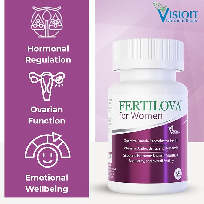 Vision Nutra Fertility Support Supplement for Women | for Hormonal Balance & May Support Menstrual Regularity | Fertilova 60 Vegan Capsules - 2 Month Supply