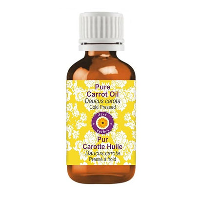 Deve Herbes Carrot Oil (Daucus carota) | Cold Pressed | Pure | Natural | Undiluted | For Diluting Essential oils | For Skin & Massage | Non-Sticky | Lightweight | Men & Women | 10ml (0.33 oz)