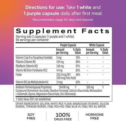 Amberen Perimenopause, Peri-Menopause Multi-Symptom Relief, Vitamin B, Vitamin E & Antioxidants Supplement, Helps Support Hormone Balance, Hot Flashes & Night Sweats, Supplements for Women, 180 Count