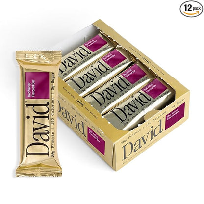 David High Protein Bars - 0g of Sugar, Low Carb, Gluten Free - 28g of Protein, 150 Calories - On-The-Go Snack - Red Velvet, Pack of 12