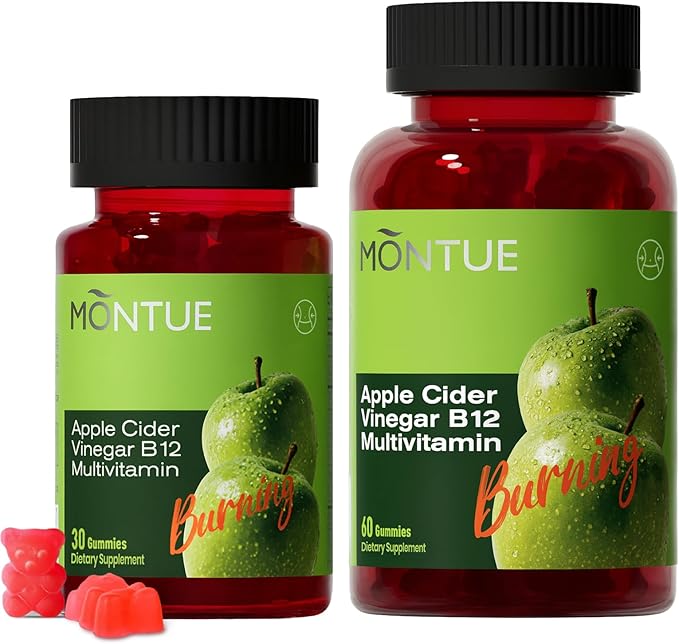 Montue NEWELLME Apple Cider Vinegar Gummies B12 Multivitamin,ACV Supplement Gummy Vitamins,Vegetarian Supplement for Women & Men,Non GMO,Support Normal Energy Levels & Gut Health 90 Gummies (90)
