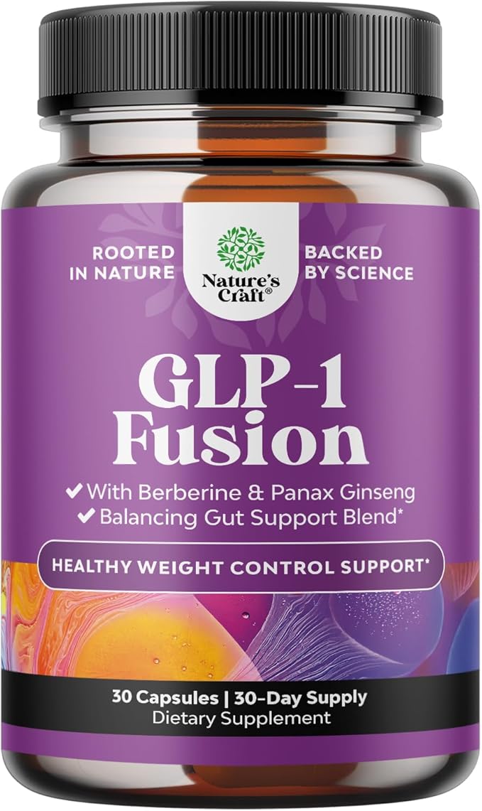 GLP-1 Berberine Supplement - One a Day Healthy Gut Berberine Complex with Panax Ginseng Turmeric Curcumin & Cayenne Pepper for Metabolic Balance - Gluten Free Vegan and Non-GMO - 30 Count