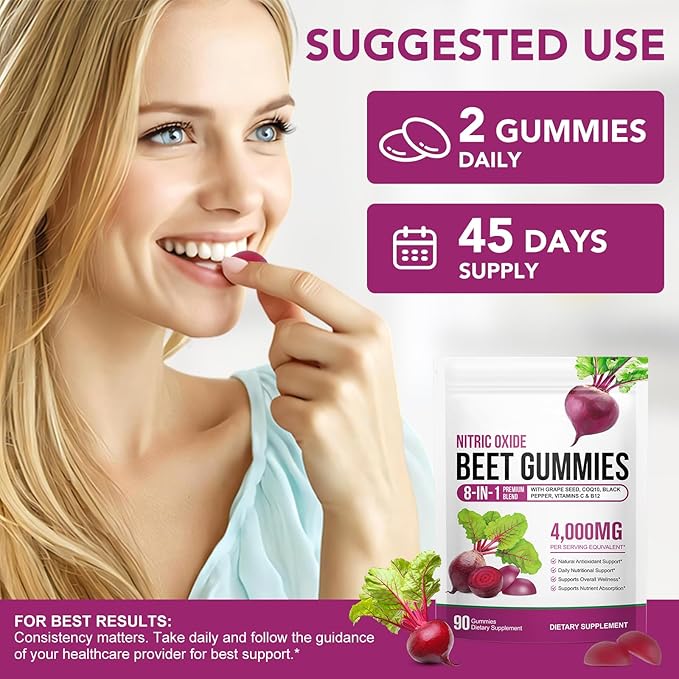 Total Beets Soft Chews,Beet Root Gummies with Vitamins C & B12,L-Arginine & L-Citrulline,Grapeseed Extract,Antioxidants,Healthy Energy Supplement with Elite Ingredients,Heart Health Superfood (1)