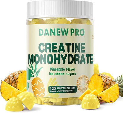 NSF Certified Creatine Gummy 5g - Creatine Monohydrate Gummies for Men & Women, Creatine Monohydrate for Muscle Strength, Muscle Builder, Energy Boost, Pre-Workout Supplement(120 Count)-Pineapple