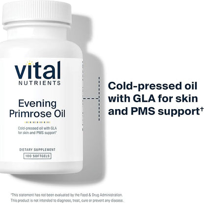 Vital Nutrients Evening Primrose Oil 1000mg - Primrose Supplement for Women - GLA Omega-6 Fatty Acid for Skin and PMS Support* - Gluten, Dairy, Soy Free - Non-GMO - 100 Softgels