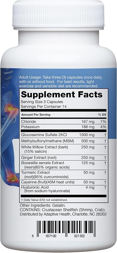 Instaflex Joint Support Supplement for Men and Women - Glucosamine, MSM, White Willow, Turmeric, Ginger, Cayenne, Hyaluronic Acid - 42 Capsules