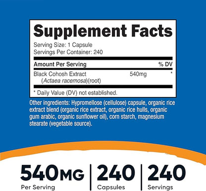 Nutricost Black Cohosh 540mg, 240 Capsules - Non-GMO, Gluten Free
