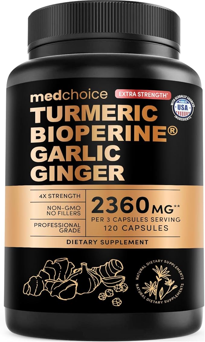 Extra Strength Turmeric Capsules - High-Absorption 2360 mg Curcumin Supplements, Non-GMO Blend for Digestive Comfort & Daily Support - Organic Turmeric Supplement with Black Pepper (120ct, Pack of 1)